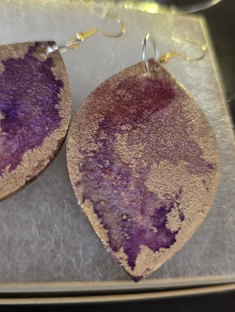 HANDCRAFTED Wood Dangle Earrings HANDPAINTED Delicate Piercing ARTISAN Jewelry